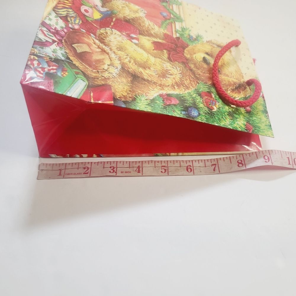 Vintage 90s Cute Teddy Bear Plush Christmas Gift Bag Red Tree Clown - Picture 9 of 10